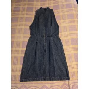 Vintage Ralph Lauren Size 10 Denim Jean Dress USA Zip Up 70s 80s Halter Dark